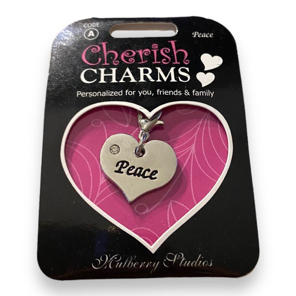 Cherish Charms Peace Heart Bracelet Charm Silvertone Silver Tone NEW